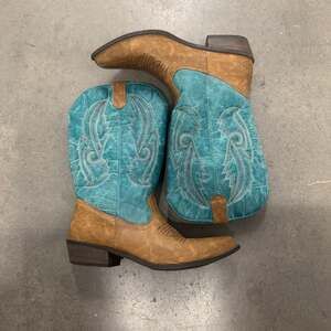 Coconuts by Matisse Gaucho Cowboy Boots Women's Tan Turquoise